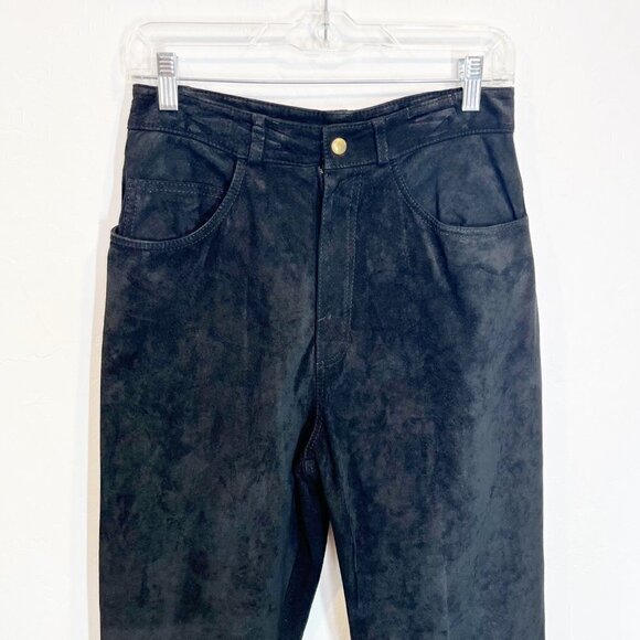 Vintage Bushwacker genuine leather suede Black Mom pants Size 8 High Rise Y2K - Picture 2 of 9